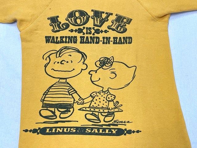 60's 米国製 スプリュース mayo SPRUCE ビンテージ スウェット スヌーピー LINUS & SALLY ワンピース イエロー サイズS [l-0520]_画像3