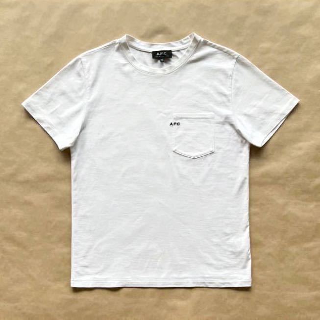 熱販売 Tシャツ 半袖 ポケット付き 刺繍入り ロゴ A.P.C. ホワイト