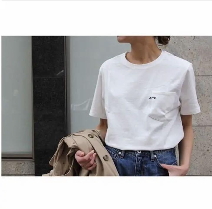 A.P.C. with logo embroidery with pocket short sleeves T-shirt white black XS unisex APC A.P.C. @b043