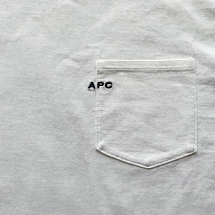 A.P.C. with logo embroidery with pocket short sleeves T-shirt white black XS unisex APC A.P.C. @b043