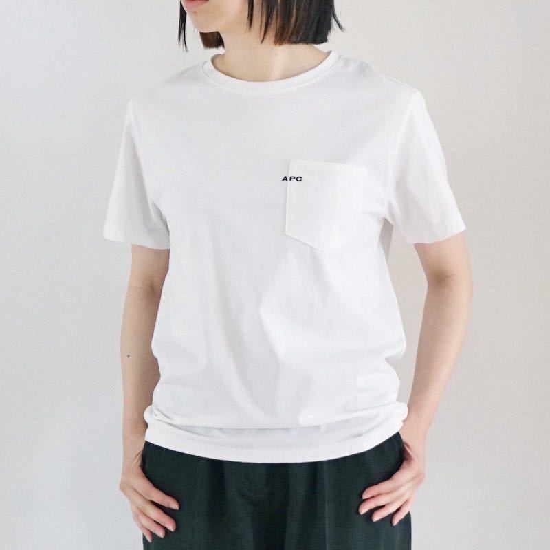 A.P.C. with logo embroidery with pocket short sleeves T-shirt white black XS unisex APC A.P.C. @b043