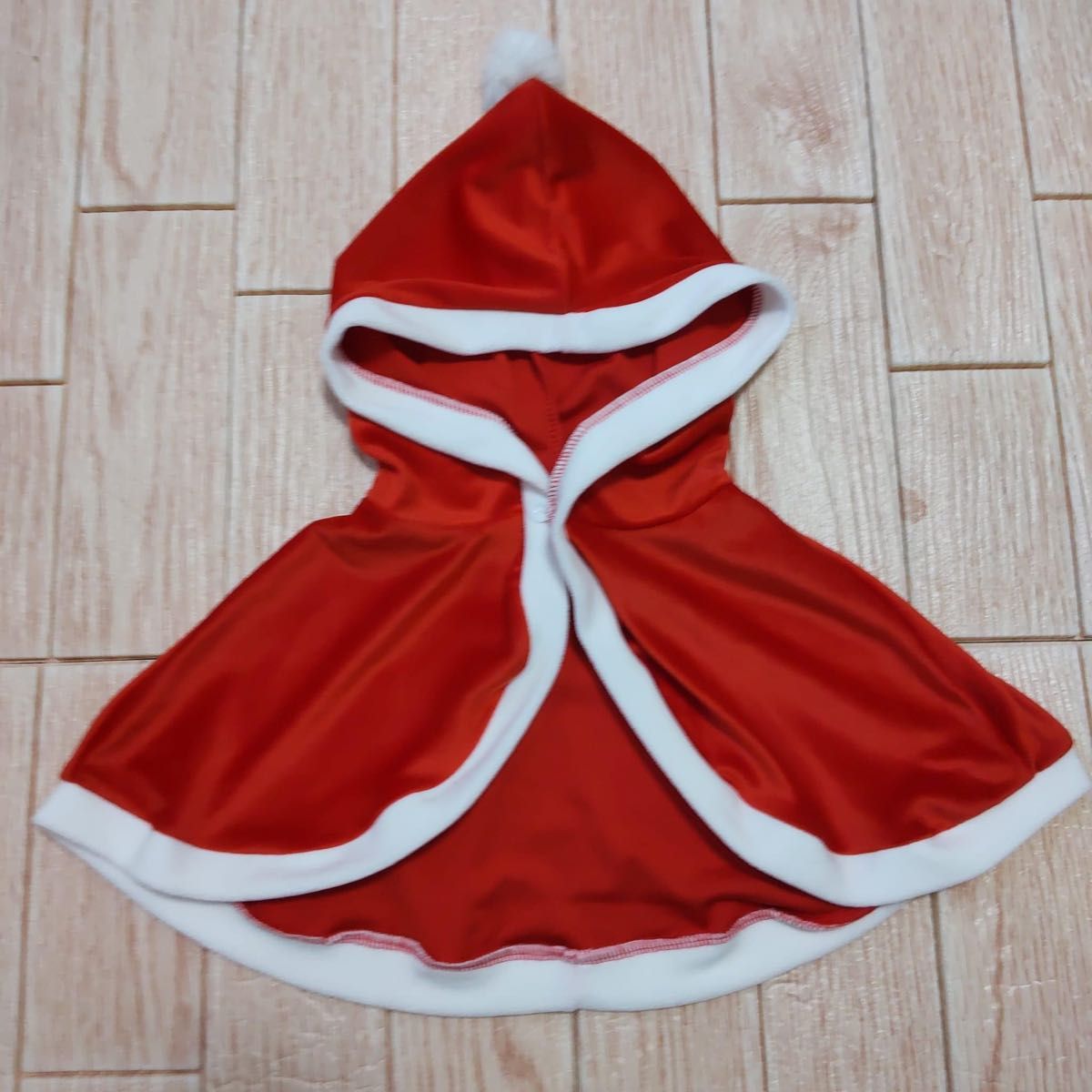 新品 クリスマス コスプレ 子供 サンタ 110 衣装 ワンピース 袖なし ミニ マント セット フード付き 赤 人気 かわいい