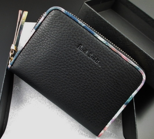 ラスト1点限り☆新品☆箱付 ポールスミス 花柄デザイン コインケース 黒 z30