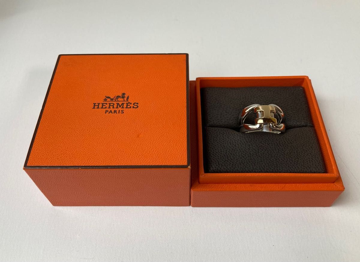 HERMES エルメス 廃盤 ヴィンテージ ヒストリーHリング ゴールド