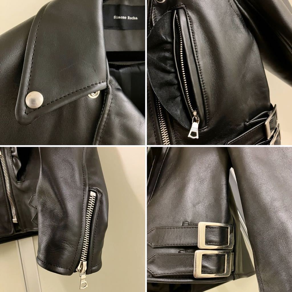 Simone Rocha】LEATHERフリル ディテール バイカージャケット | www