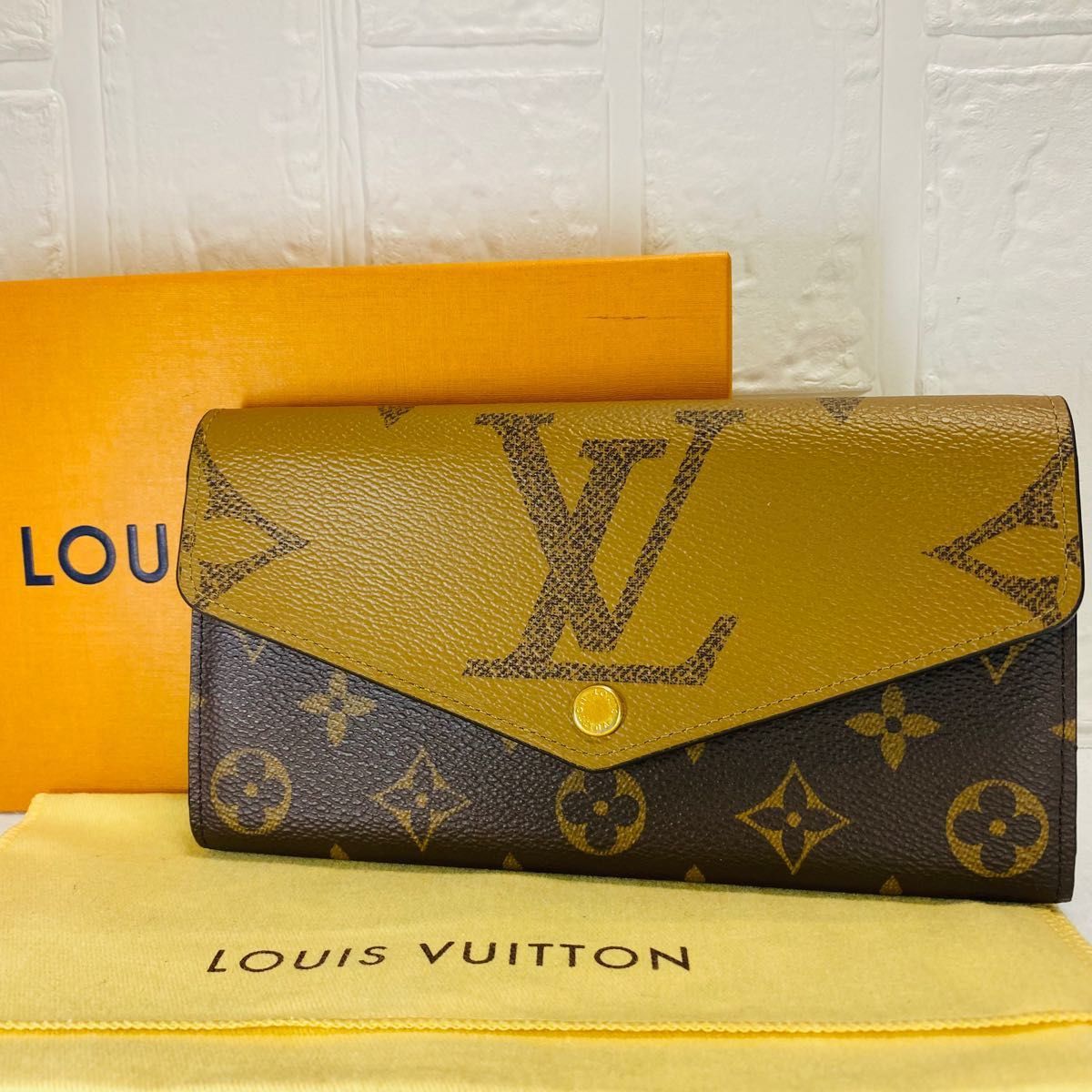 極美品 LOUIS VUITTON ルイヴィトン M80726 モノグラム ジャイアント ポルトフォイユ サラ 長財布 ブラウン