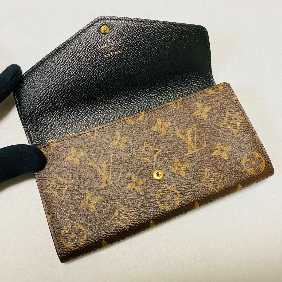 極美品 LOUIS VUITTON ルイヴィトン M80726 モノグラム ジャイアント ポルトフォイユ サラ 長財布 ブラウン