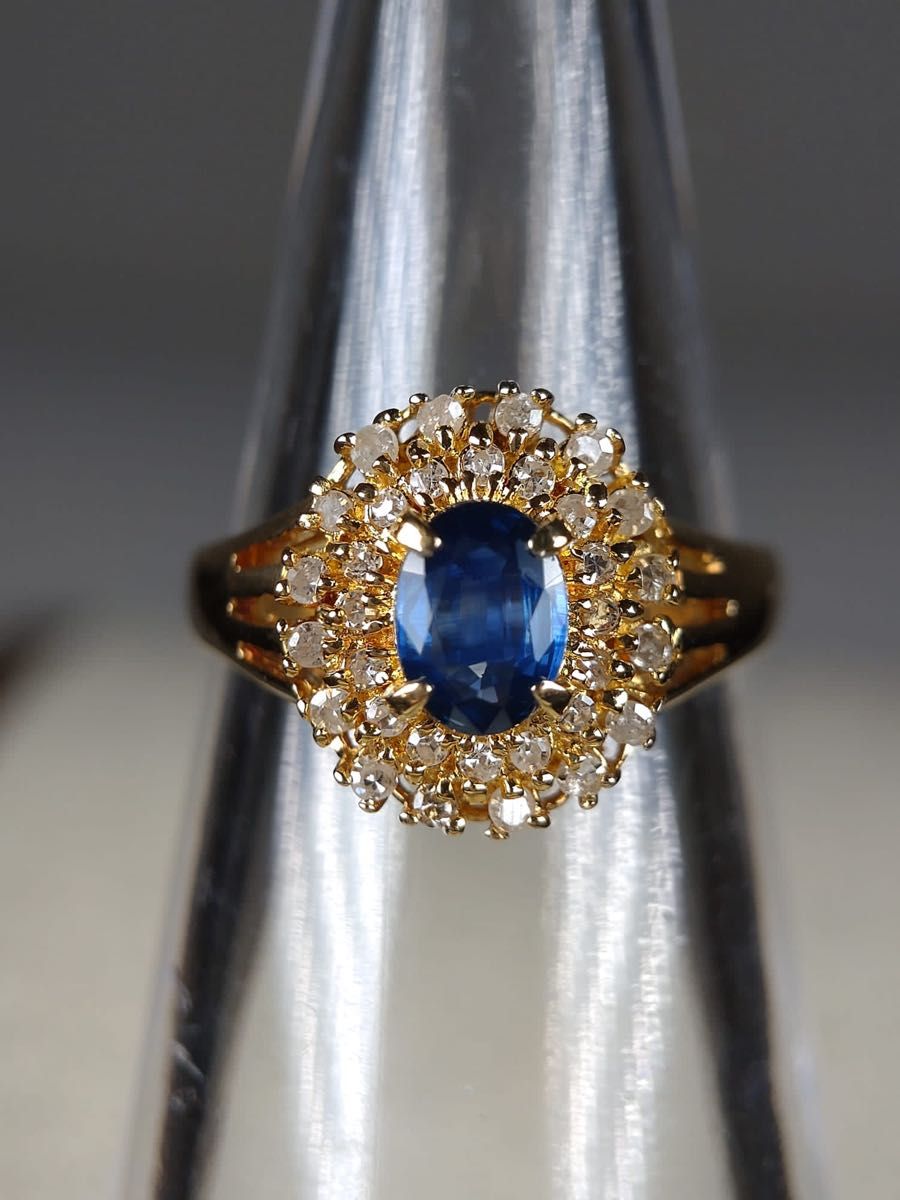 サファイア ダイヤモンド リング 1.20ct 0.21ct K18-