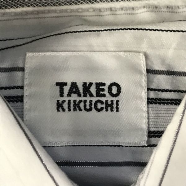 TAKEO KIKUCHI* long sleeve shirt [2/ men's M/ white × gray series / white × gray series / stripe ] Takeo Kikuchi *BG661