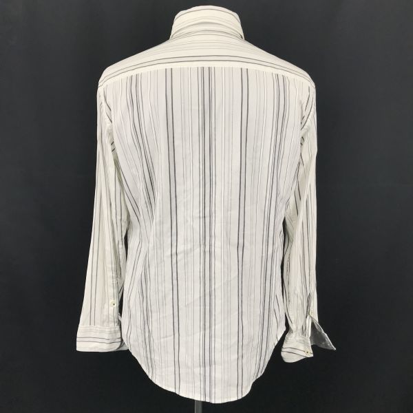 TAKEO KIKUCHI* long sleeve shirt [2/ men's M/ white × gray series / white × gray series / stripe ] Takeo Kikuchi *BG661