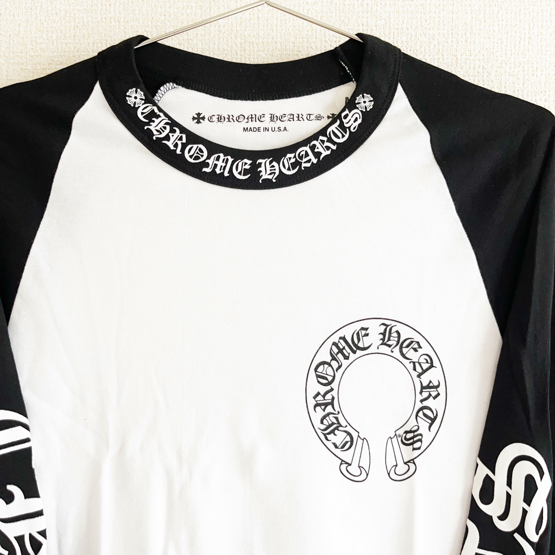 入手困難 クロムハーツ ラグラン長袖Tシャツ Mサイズ 白黒 CHROME