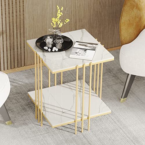  side table night table marble tabletop × Gold legs bedside table sofa width coffee table shelves attaching white stylish width 45