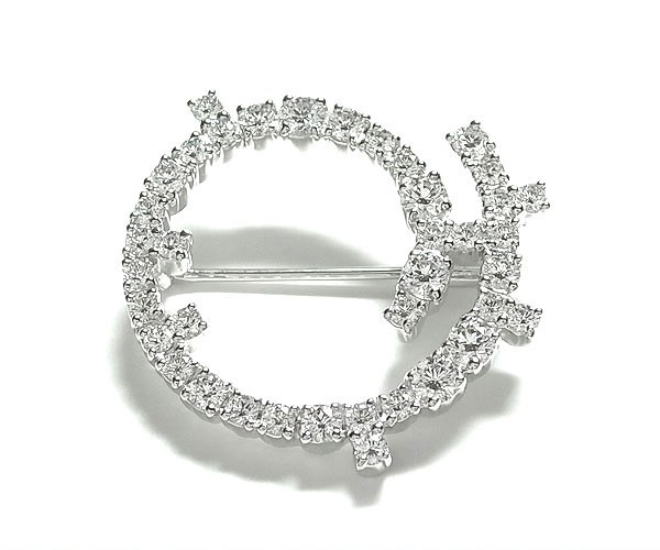 [ green shop pawnshop ] De Beers diamond brooch Pt950[ used ]