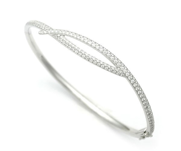 [ green shop pawnshop ] De Beers glass Land diamond crossover bangle Pt950[ used ]