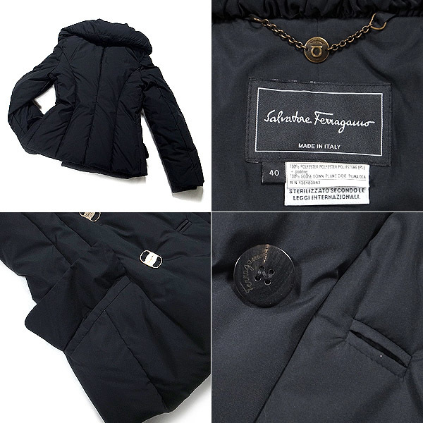 [ green shop pawnshop ] Ferragamo down jacket #40 black [ used ]