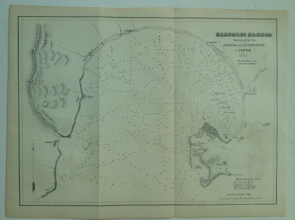ペリー艦隊制作 函館港地図 海図 1864年オリジナル石版画