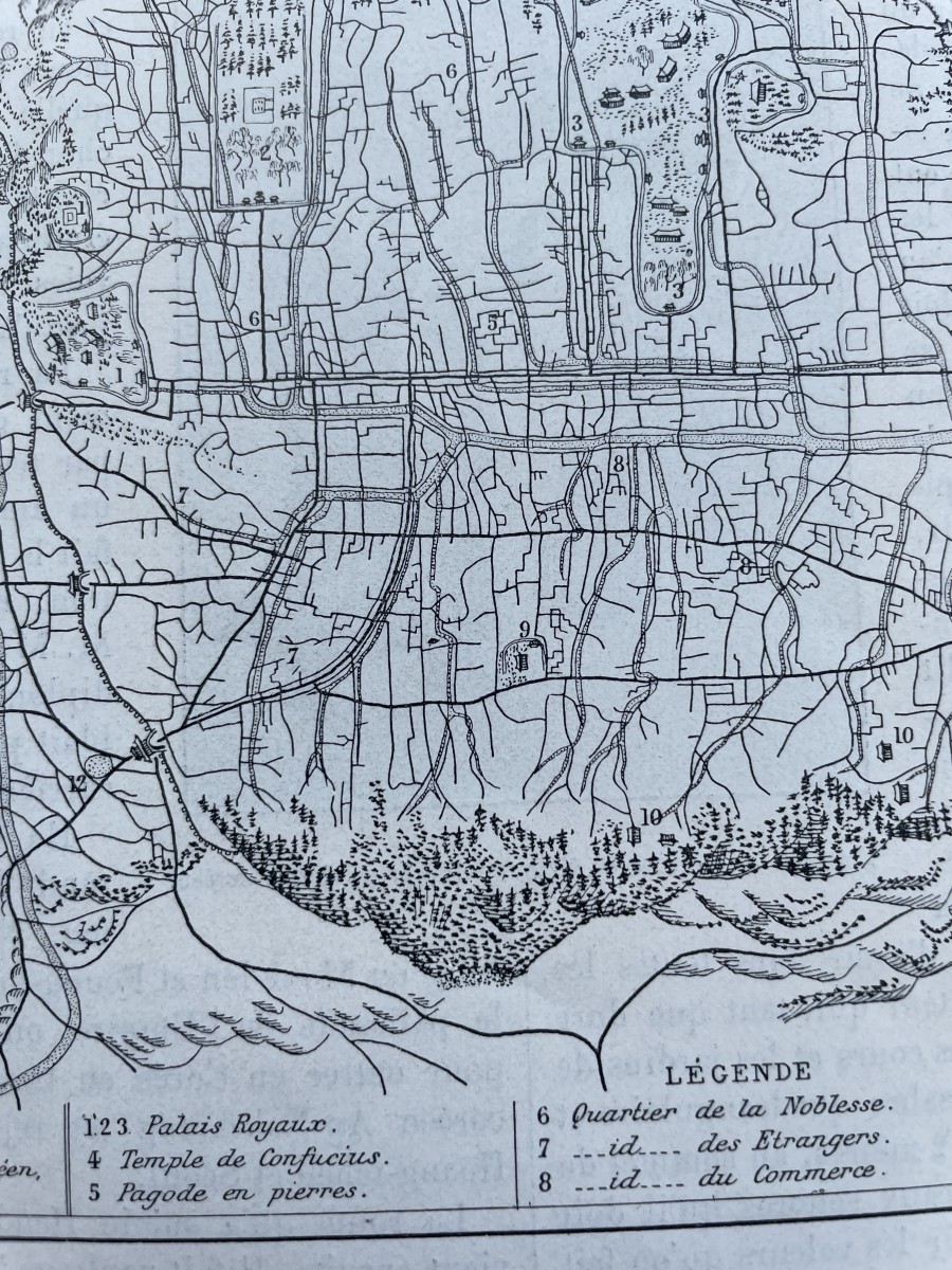 1888年 朝鮮 Varat氏の持ち帰ったソウル地図　オリジナル木版画_画像2