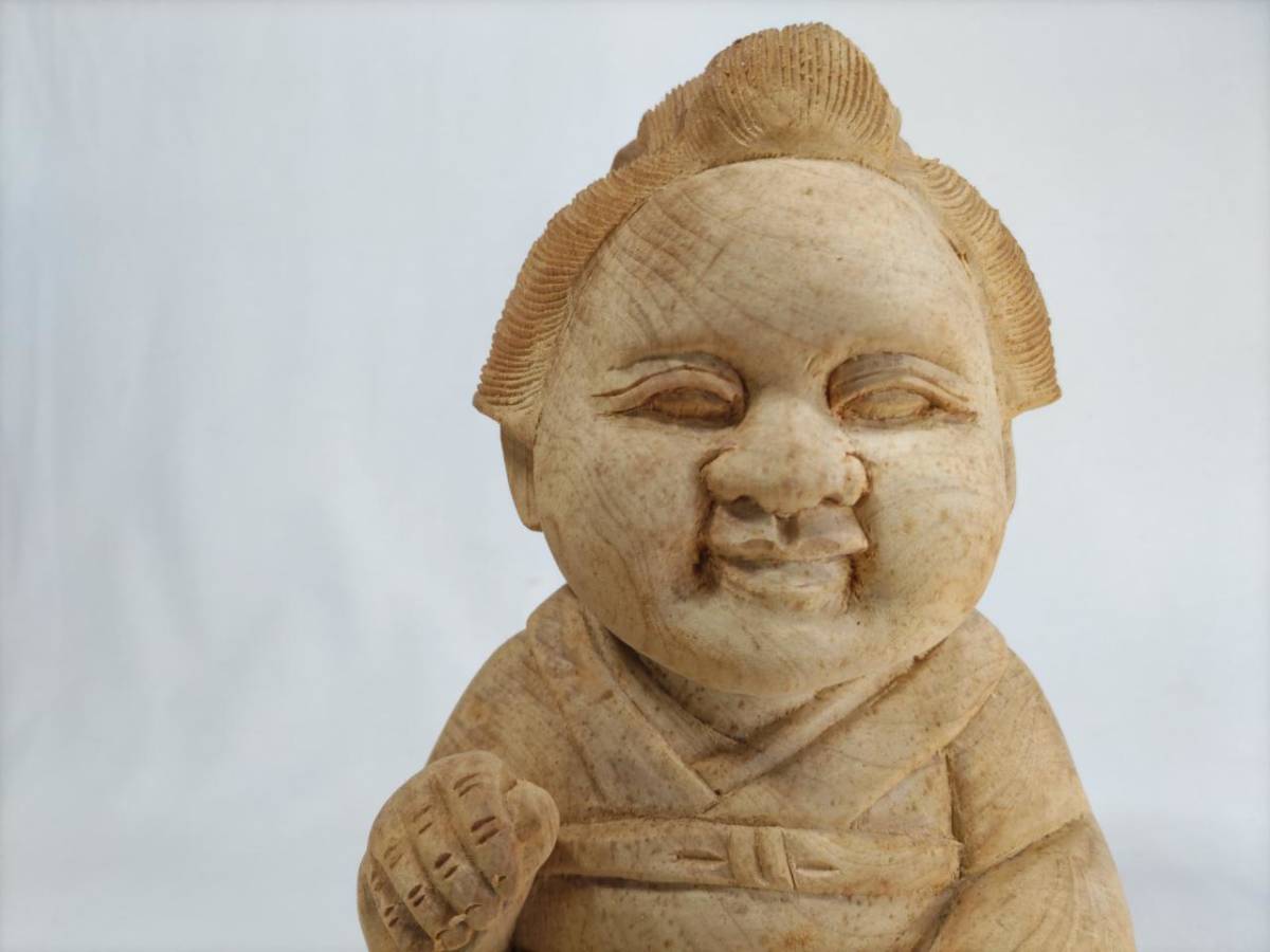 お福さん】おかめ 木彫り彫刻品 高さ25cm( 値下げです!)-