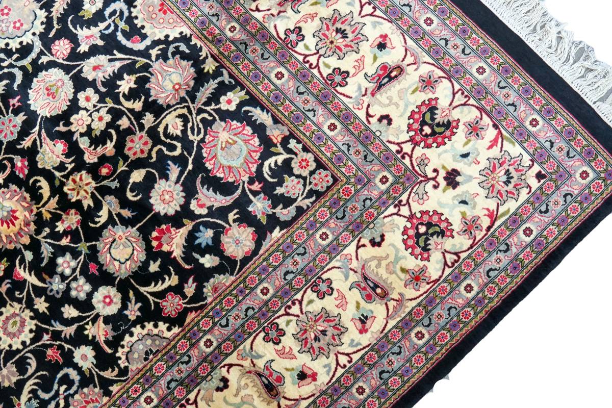 パキスタンダブルノット手織り絨毯 size:369×272cm リビングラグ_画像5