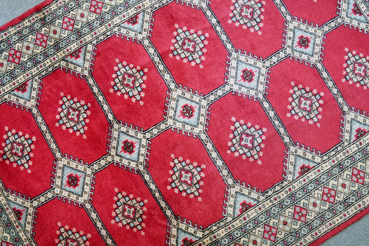 ジャルダルデザイン パキスタン 手織り絨毯 200×128cm ペルシャ絨毯_画像5
