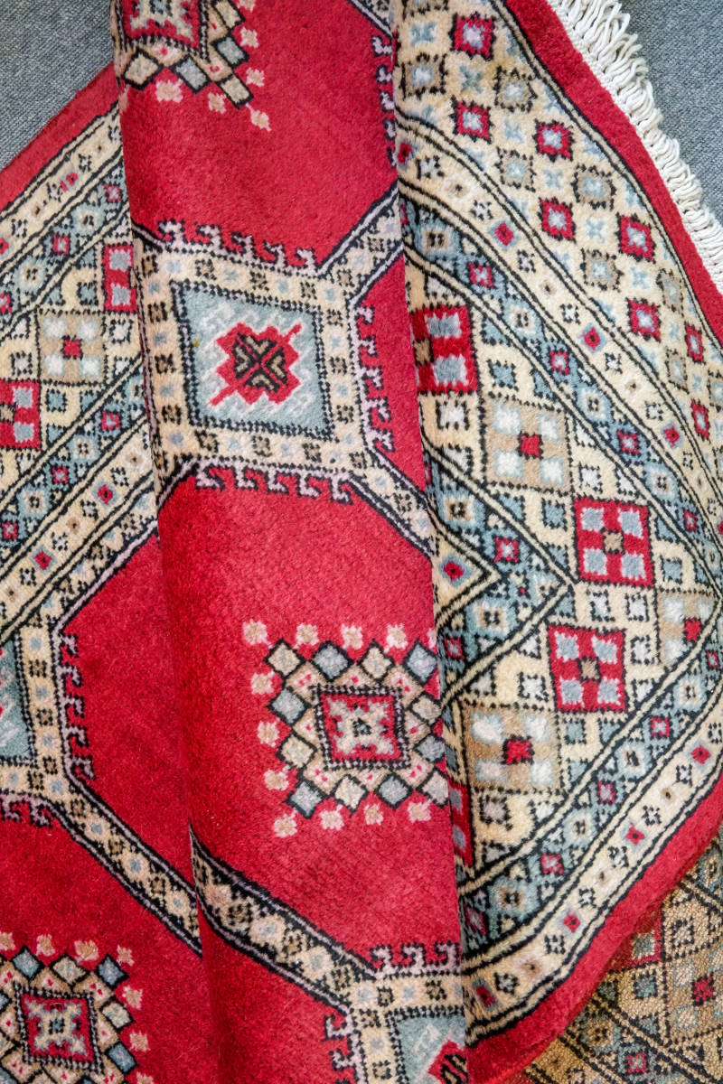 ジャルダルデザイン パキスタン 手織り絨毯 200×128cm ペルシャ絨毯_画像8