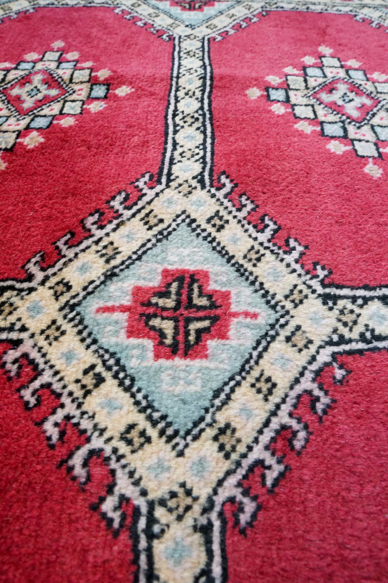 ジャルダルデザイン パキスタン 手織り絨毯 200×128cm ペルシャ絨毯_画像7