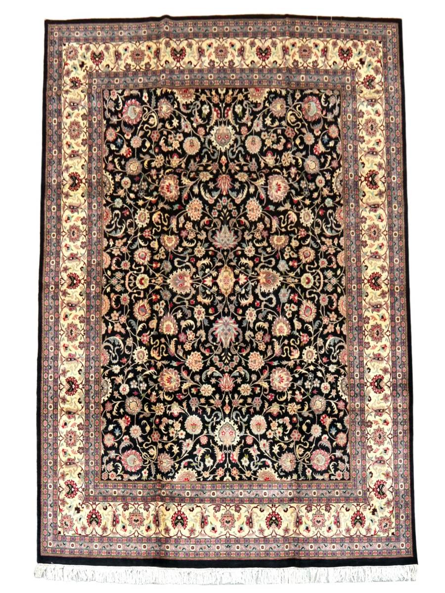パキスタンダブルノット手織り絨毯 size:369×272cm リビングラグ_画像1