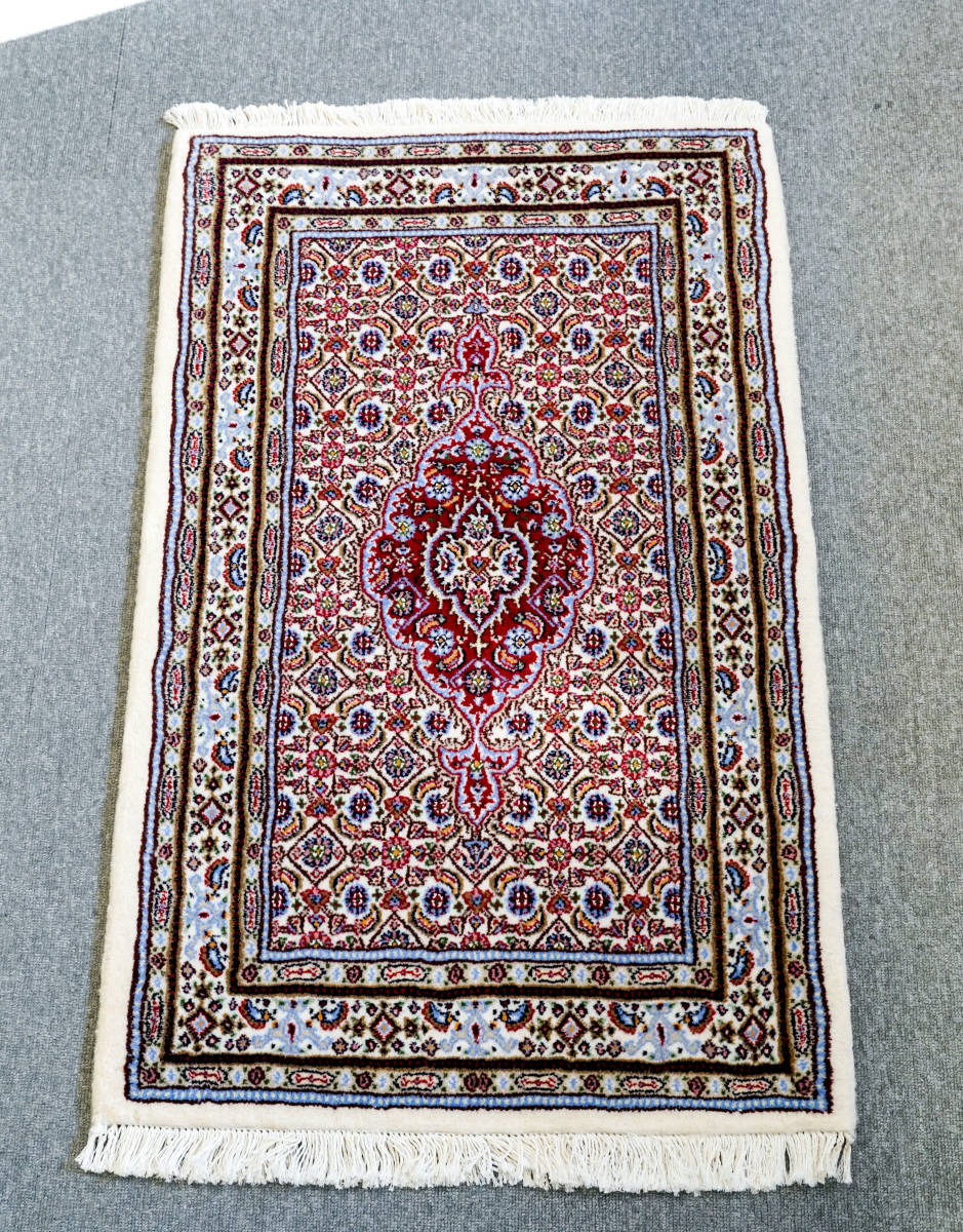 ペルシャ手織り絨毯 ウール size: 93cm × 60cm 玄関マット-
