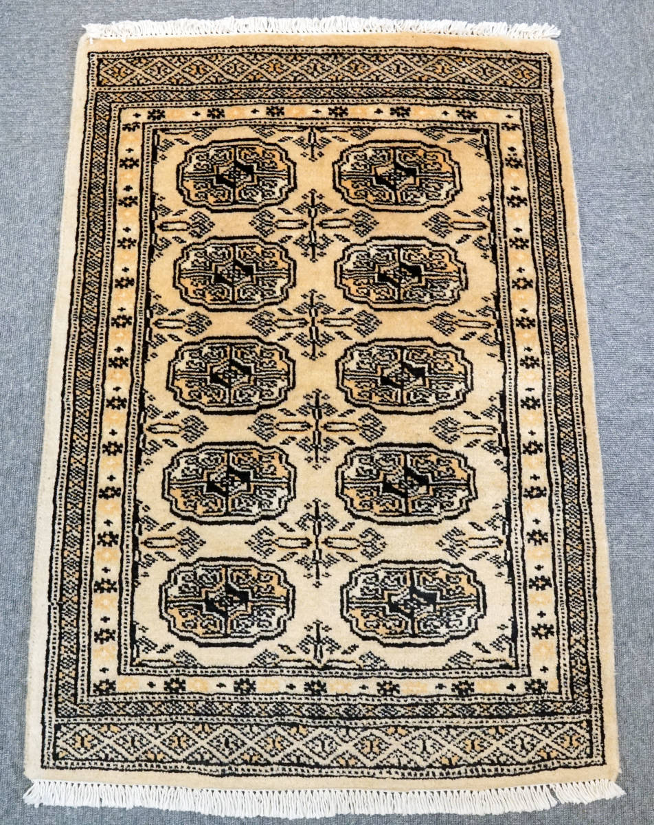 パキスタン手織り絨毯 size:90x63cm ボハラデザイン | BuyJapon パキスタン手織り絨毯 size:90x63cm ボハラデザイン | BuyJapon