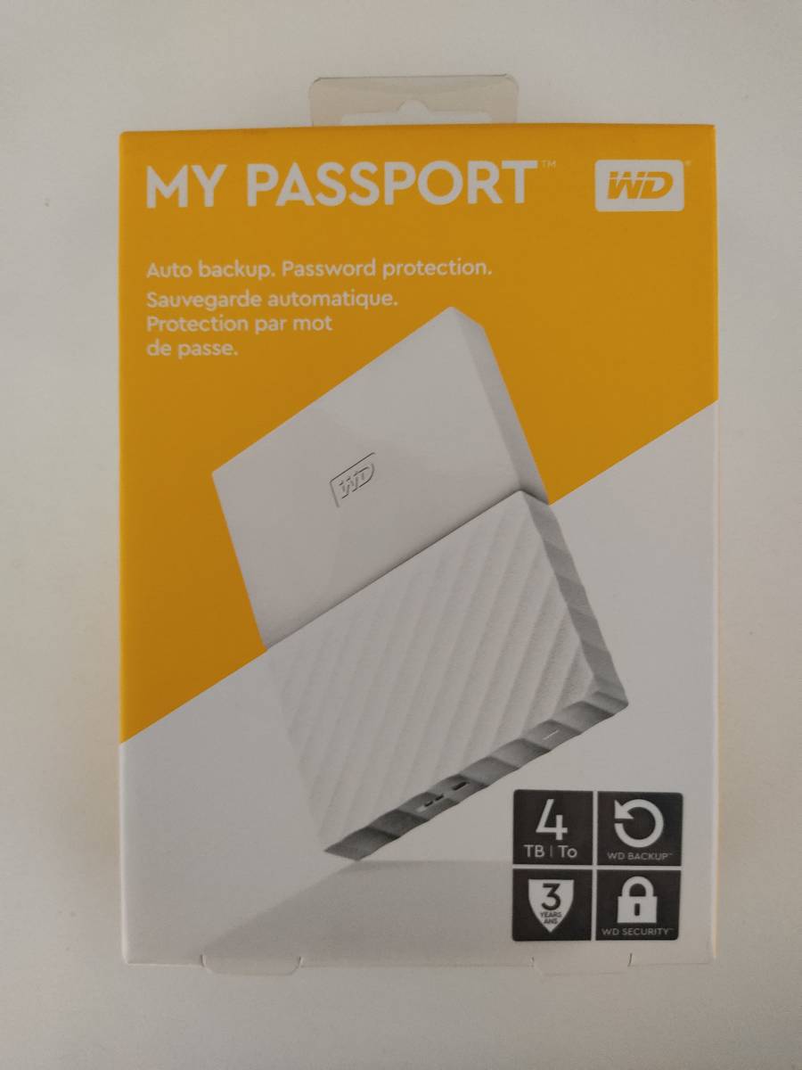 WD ポータブルHDD 4TB USB3.0 ホワイト 暗号化 パスワード保護 My