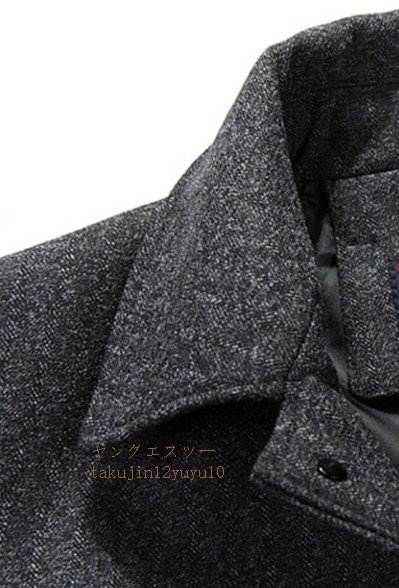 入手困難■新品メンズ ロングコート高品質 ウールコート ステンカラーコート 紳士 ラシャ ジャケット ビジネス 大きいサイズあり グレー M_画像3