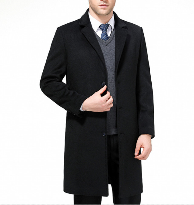 新品 メンズ コート 高級 ウール テーラードコート カシミヤ ロングコート ジャケット 柔らか ラシャー 紳士 ビジネスコート ブラック L_画像4