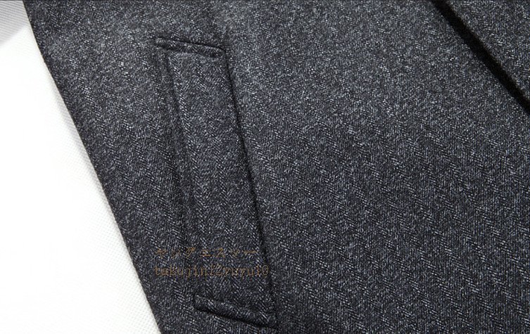入手困難■新品メンズ ロングコート高品質 ウールコート ステンカラーコート 紳士 ラシャ ジャケット ビジネス 大きいサイズあり グレー M_画像5