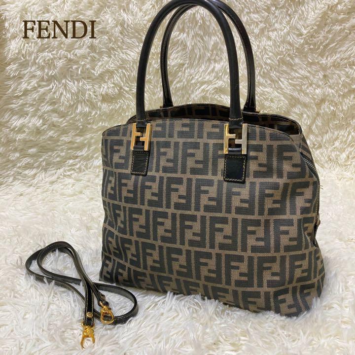 フェンディ FENDI ハンドバッグ 2way ズッカ柄 FF 金具 ショルダー