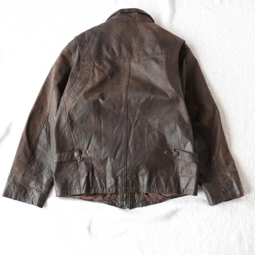 barbour バブアー オイルド レザージャケット 80s 90s ブラウン