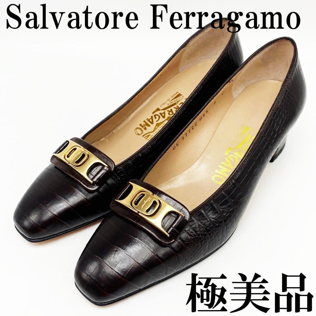 送料無料★【極美品】Salvatore Ferragamo パンプス ダークブラウン