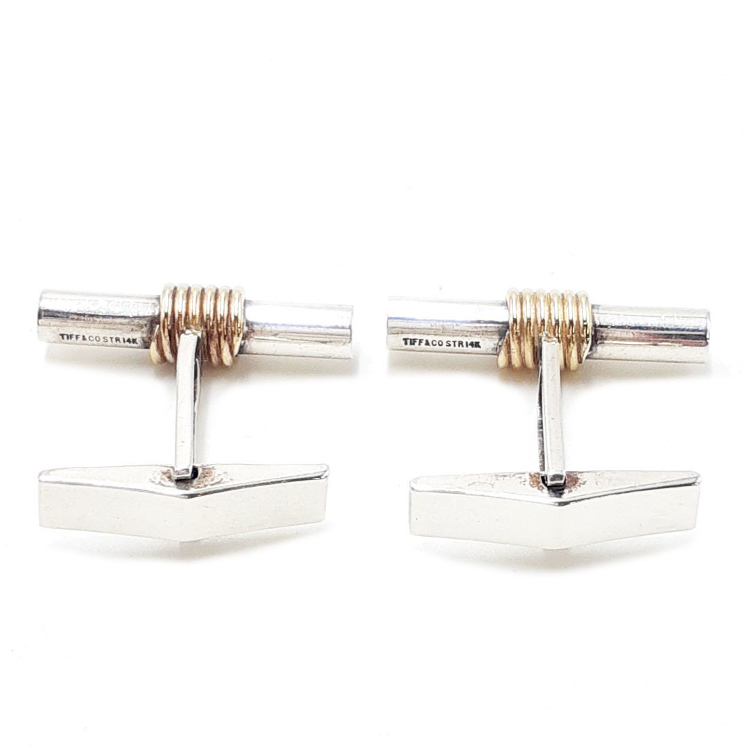 卓越 ティファニー カフス ボタン ゴールド 14K シルバー