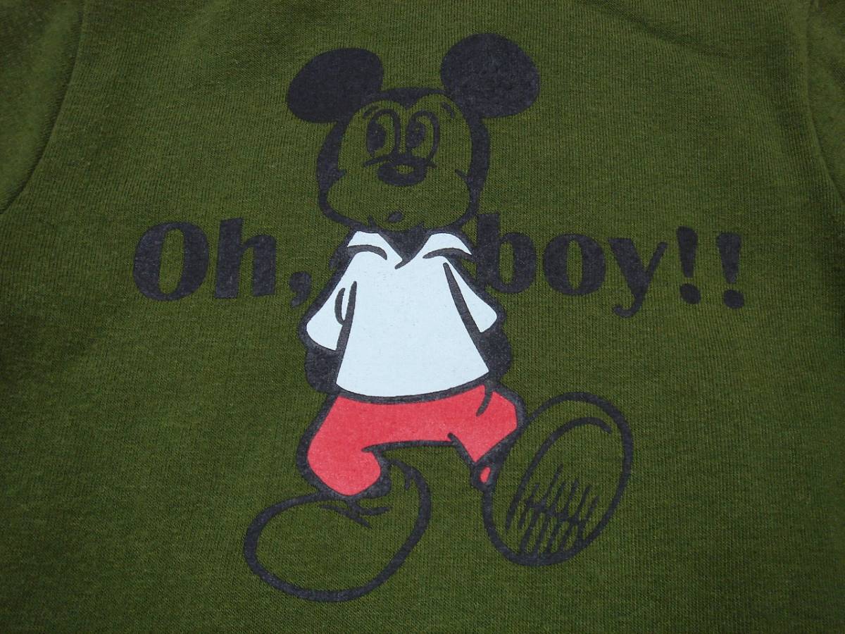 ◆ Disney ディズニー キッズ フード付き ジップアップ パーカー ミッキーマウス ◆ グリーン系 サイズ 95 ◆ USED ◆_画像6