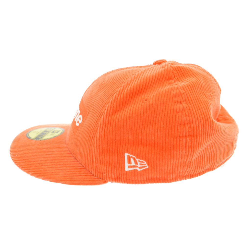 シュプリーム 15AW×ニューエラ コーデュロイボックスロゴキャップ 帽子 オレンジ_画像3