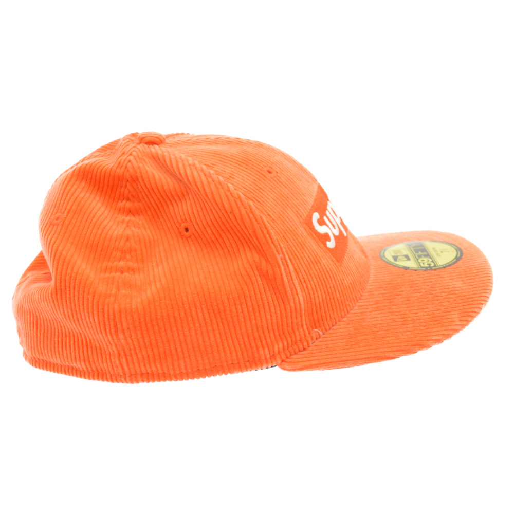 シュプリーム 15AW×ニューエラ コーデュロイボックスロゴキャップ 帽子 オレンジ_画像4