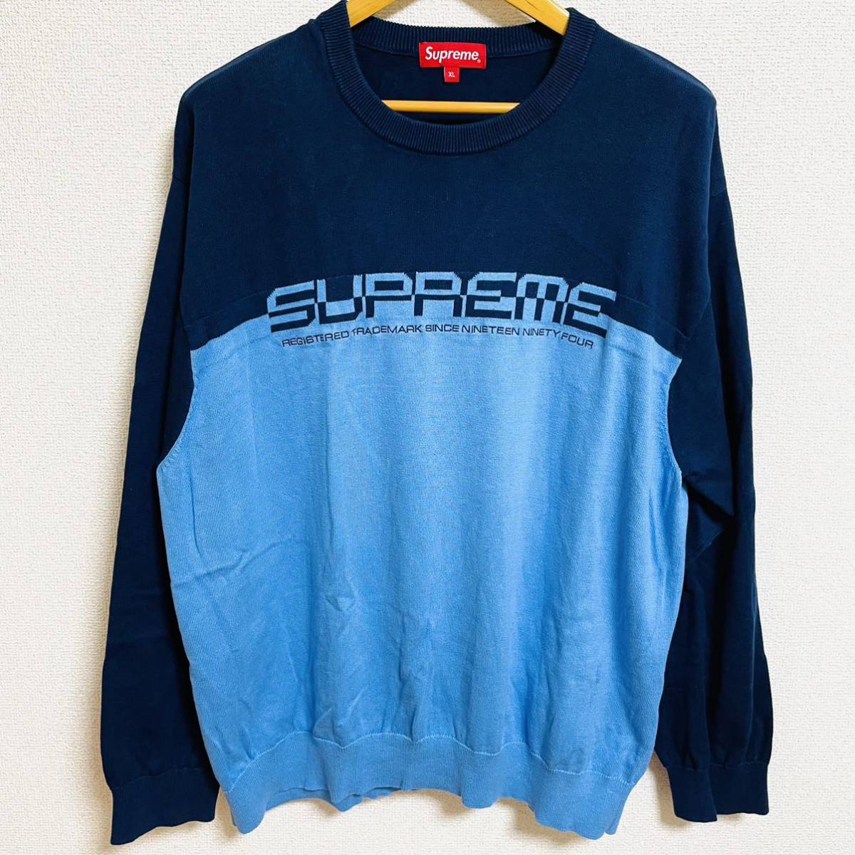 【超ポイントバック祭】 2021年 21ss XL Teal Navy Sweater Pullover Logo Split Supreme 紺 胸ロゴ セーター プルオーバー スプリットロゴ 水色 その他 【超ポイントバック祭】 2021年 21ss XL Teal Navy Sweater Pullover Logo Split Supreme 紺 胸ロゴ セーター プルオーバー スプリットロゴ 水色 その他