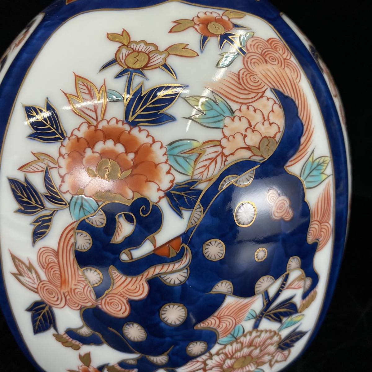 今だけ限定価格! 【随心堂】名工 藤井朱明作 花瓶 金彩染錦色絵 麒麟