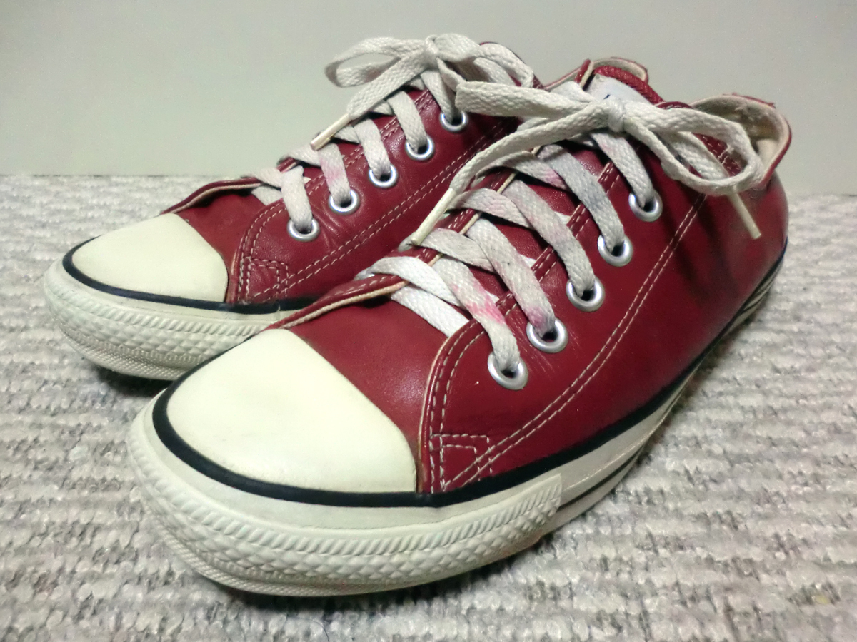 ♪90年代中期 米国製 Made in USA Converse ALL STAR LEATHER OX RED コンバース オールスター レザーOX 赤♪_画像1