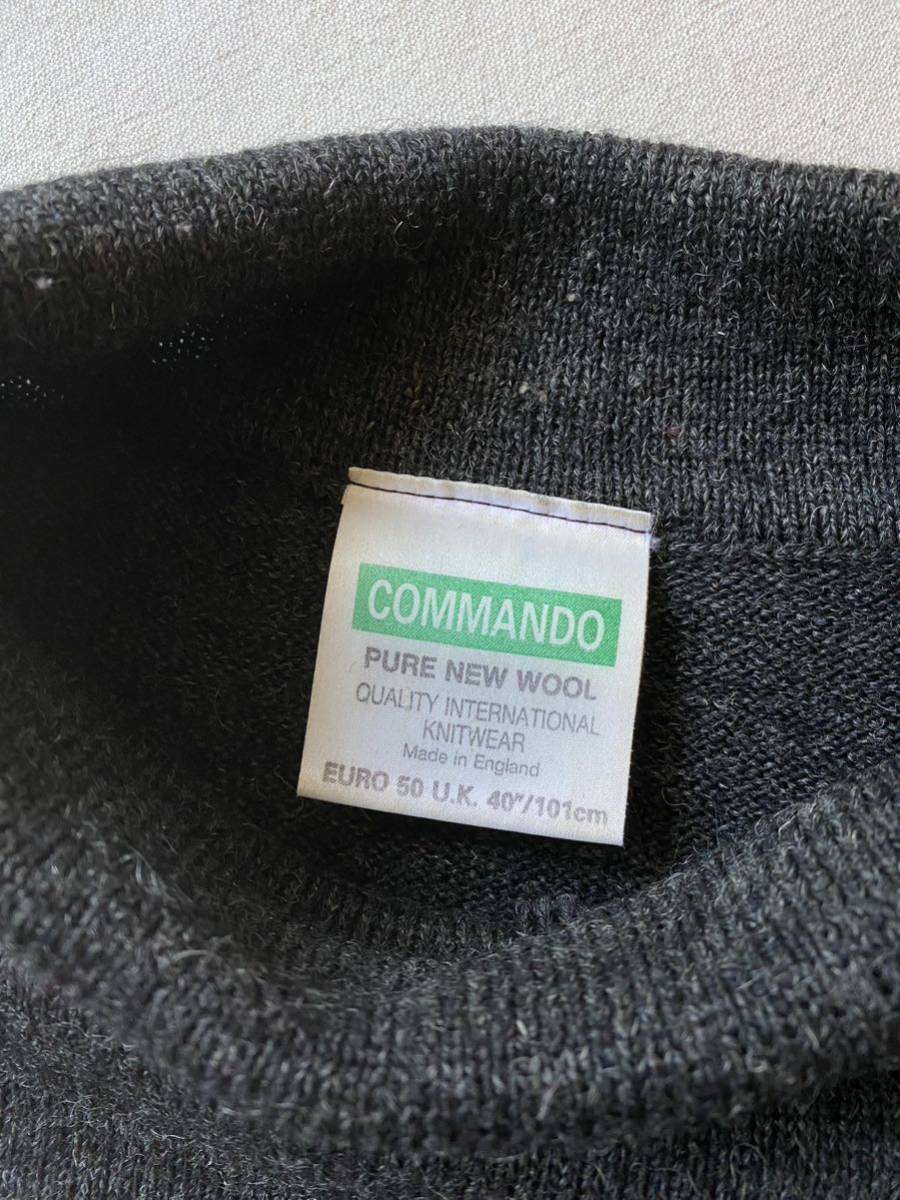 [ leather chi] England made CMMANDO commando knitted sweater / wool g letter -toru neck Vintage euro K2-06002-0429