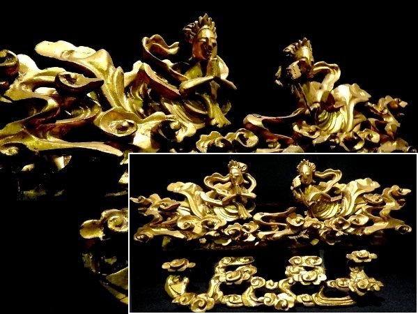恵 #0266 細密彫刻 木彫 金彩 天女図 寺社飾り検:仏教美術/漆器/漆芸 ...