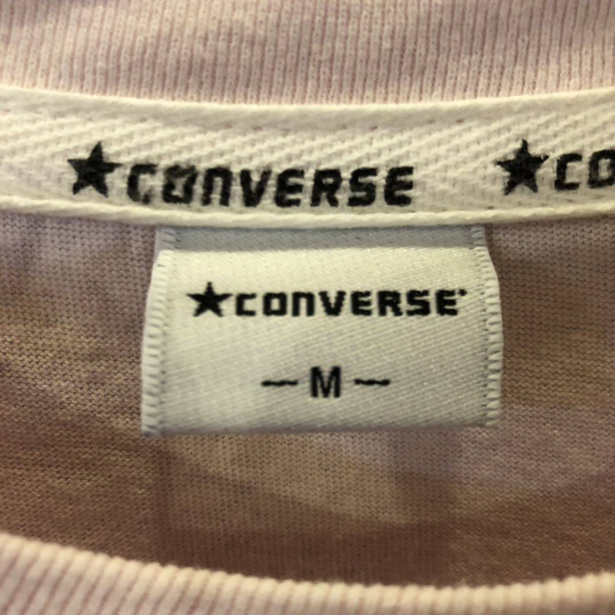 CONVERSE コンバース　半袖Tシャツ　ロゴ刺繍　ピンク白　Mサイズ　【AY0871】_画像9