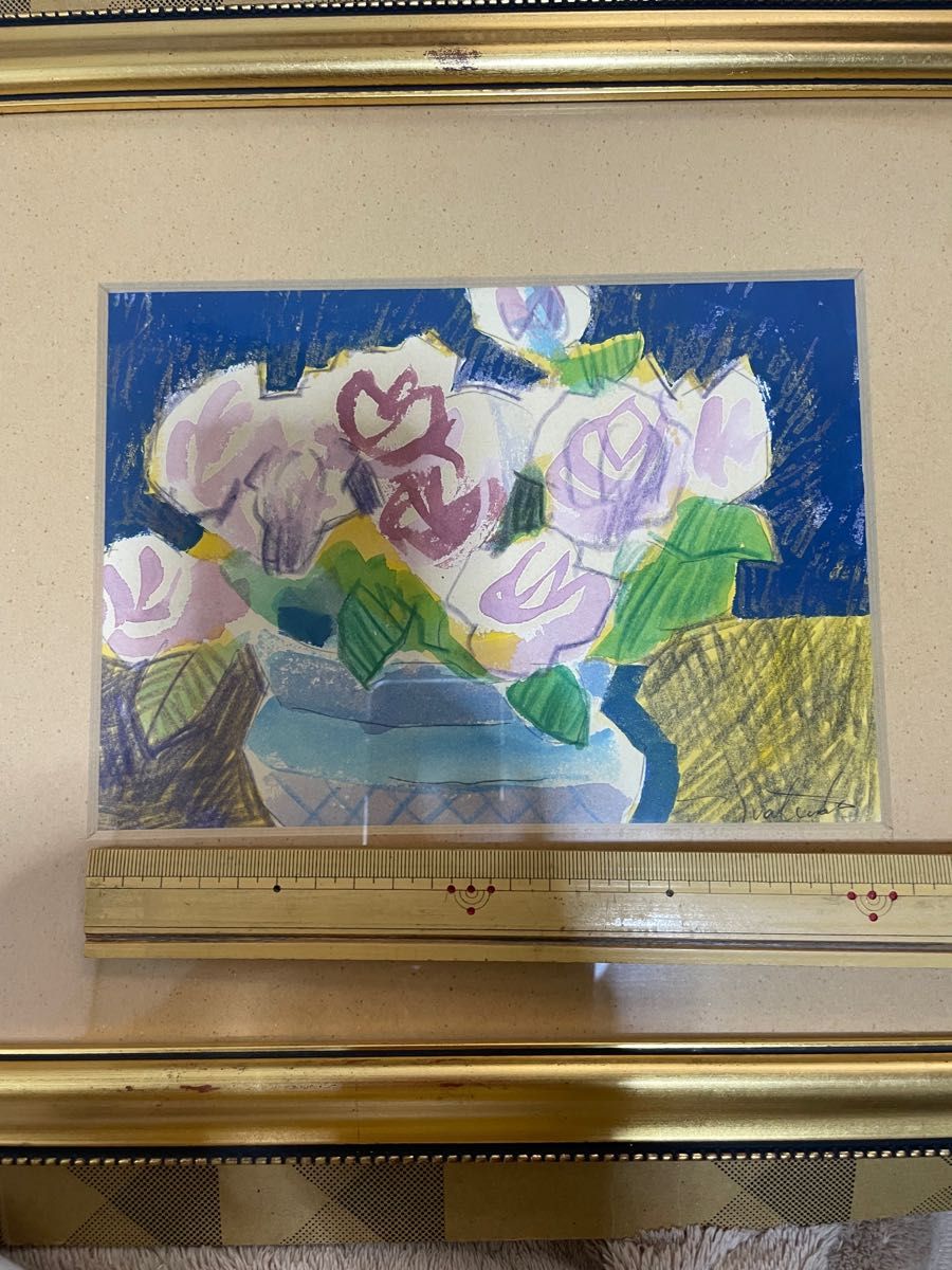 松田 環 白ばら 水彩画 名古屋画廊