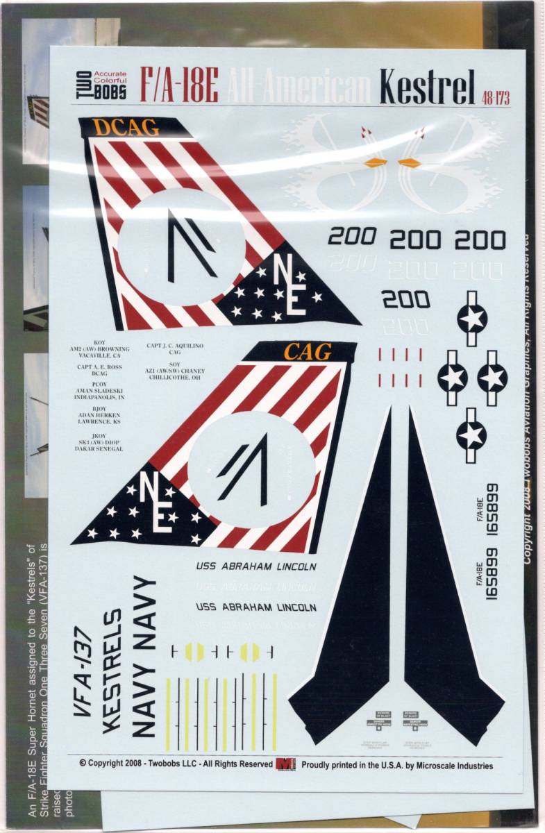1/48TWO BOBS ツーボブス デカール48-173 F/A-18E VFA-137 All-American  Kestrel(アメリカ)｜売買されたオークション情報、yahooの商品情報をアーカイブ公開 - オークファン（aucfan.com）