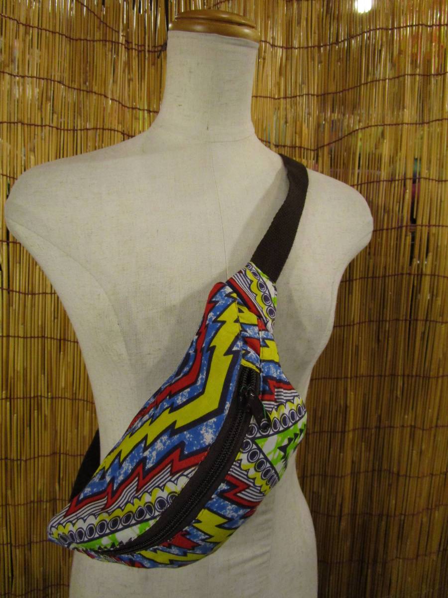 ⑥ новый товар * для мужчин и женщин * Africa принт *pa-nyu ткань *2WAY* сумка-пояс 