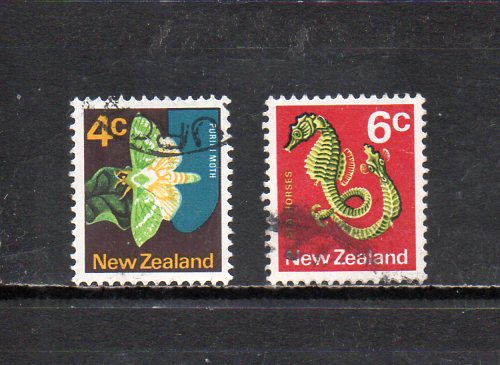 17B182 New Zealand 1973 year normal .* sea . living thing series 4c,6c 2 kind used 